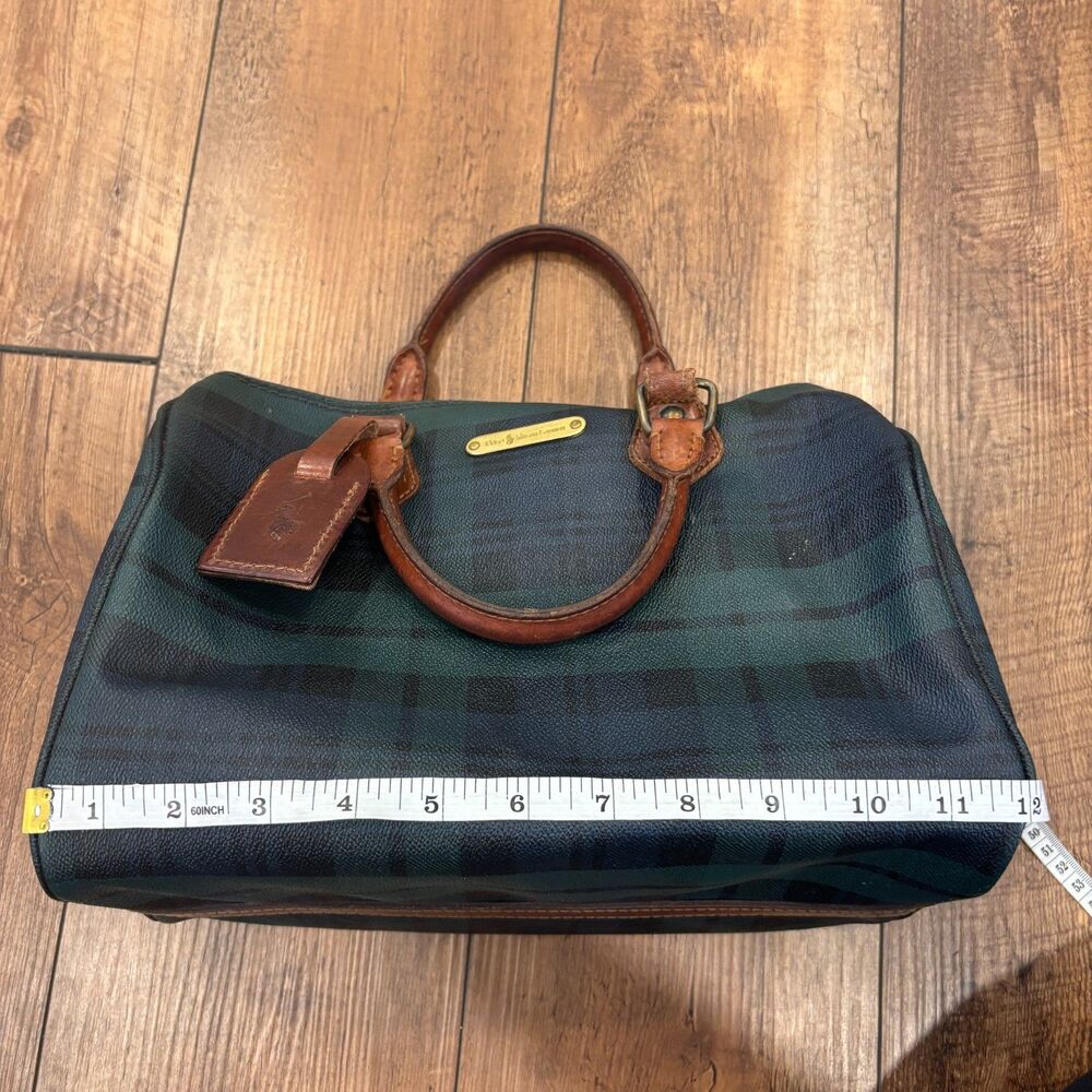 Vintage Polo Ralph Lauren Mini Boston Bag Blackwatch Green PVC Leather Handbag - Picture 12 of 14